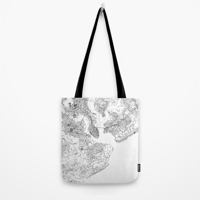Charleston White Map Tote Bag Gallery Image 2
