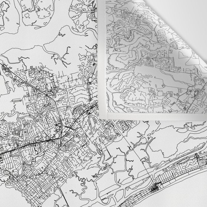 Charleston White Map Wall Tapestry Gallery Image 3