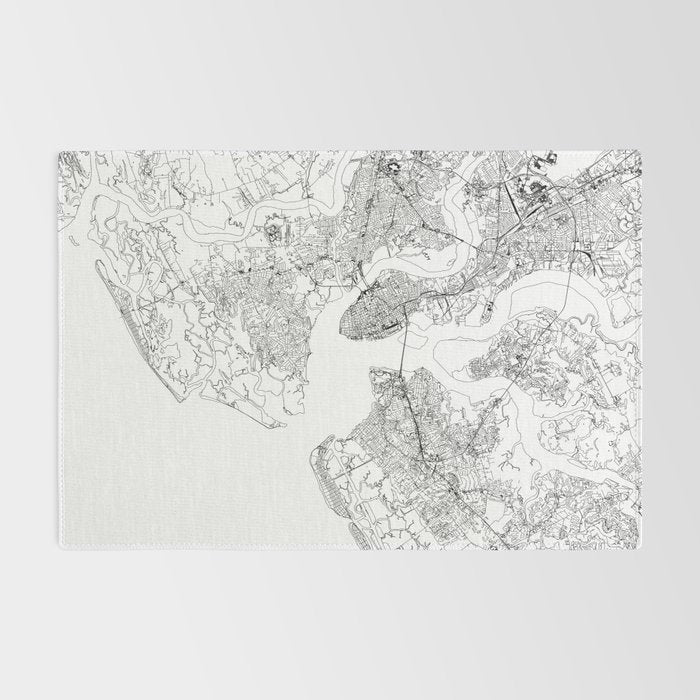 Charleston White Map Rug Gallery Image 2