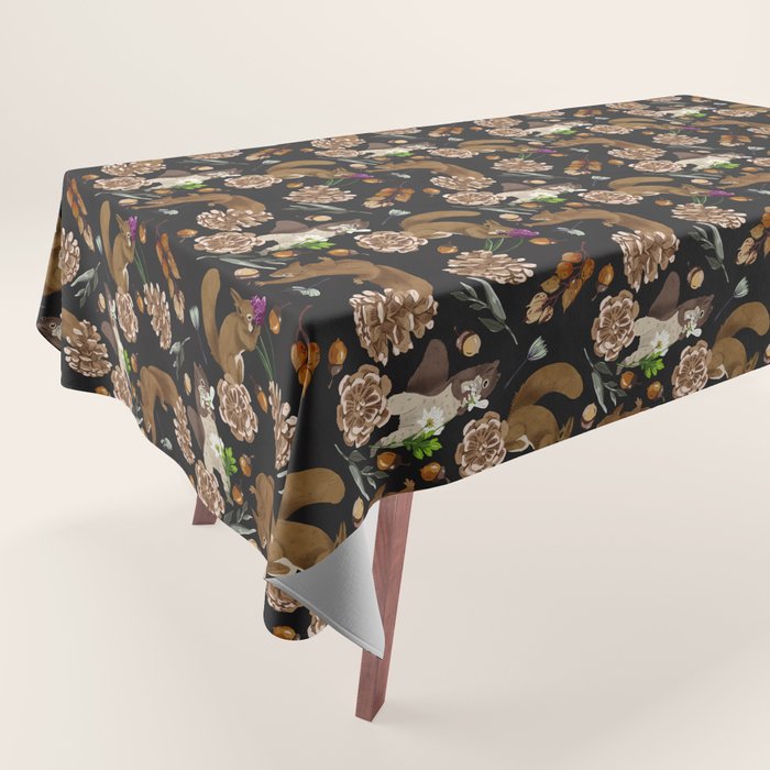 Squirrel flowering dark meadow Tablecloth Gallery Image 1