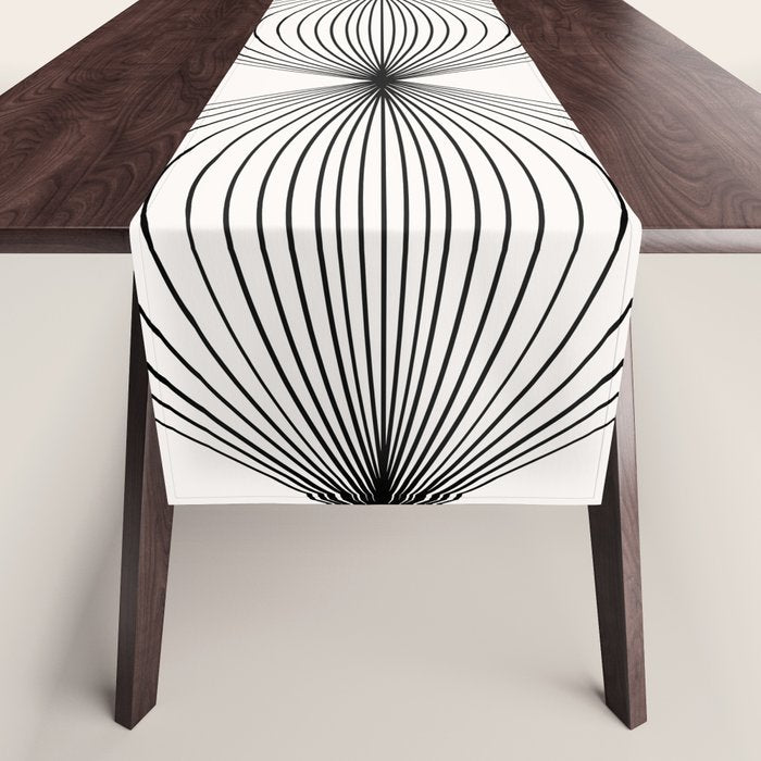 Geometric Orb Shapes - Black and White Table Runner Gallery Image 1