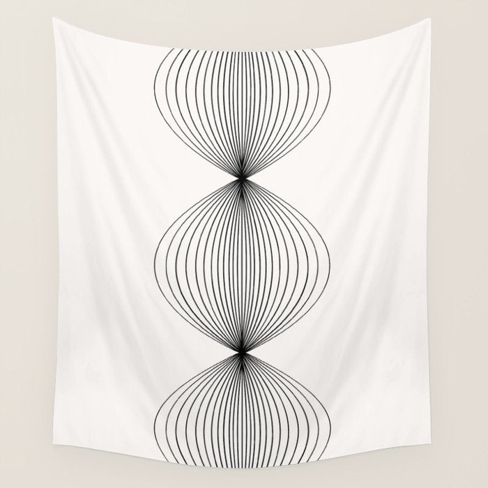 Geometric Orb Shapes - Black and White Wall Tapestry Gallery Image 4