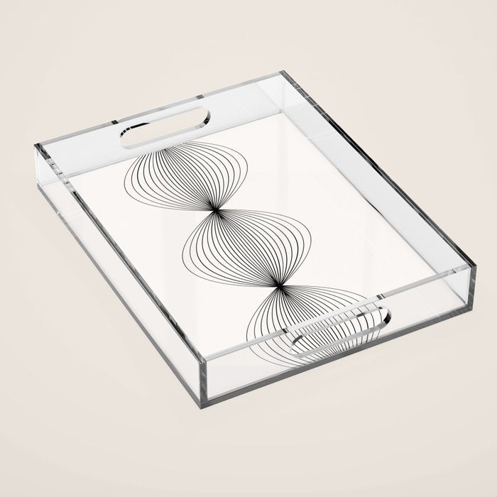 Geometric Orb Shapes - Black and White Acrylic Tray Gallery Image 1