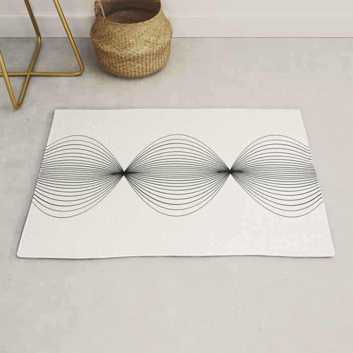 Geometric Orb Shapes - Black and White Rug Gallery Image 1