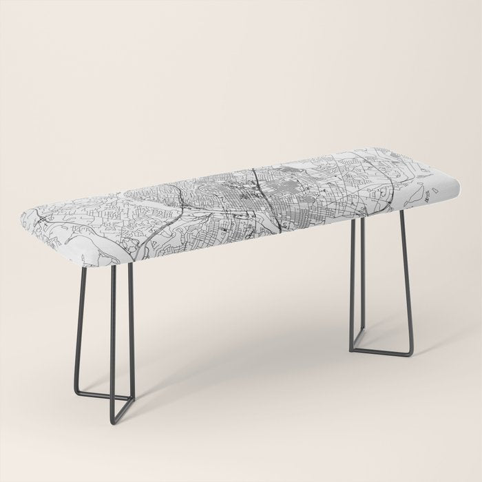 Austin White Map Bench Gallery Image 1