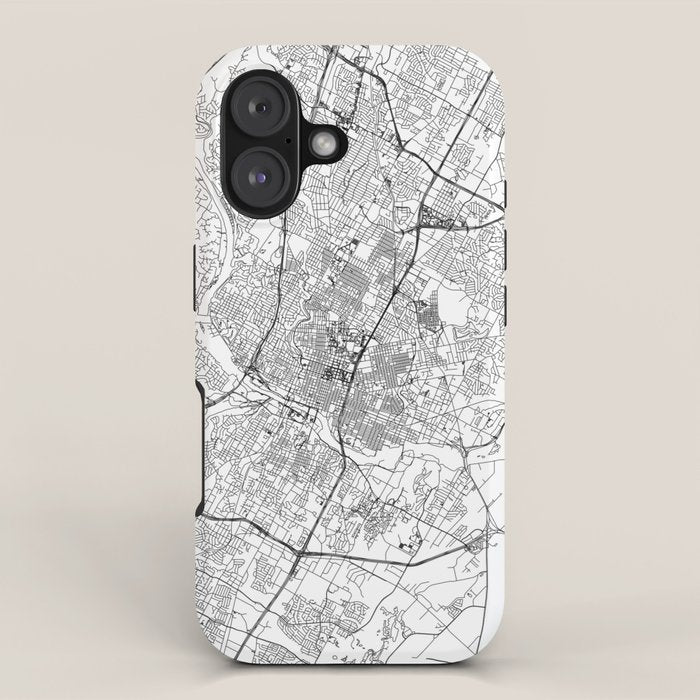 Austin White Map iPhone Case Gallery Image 1