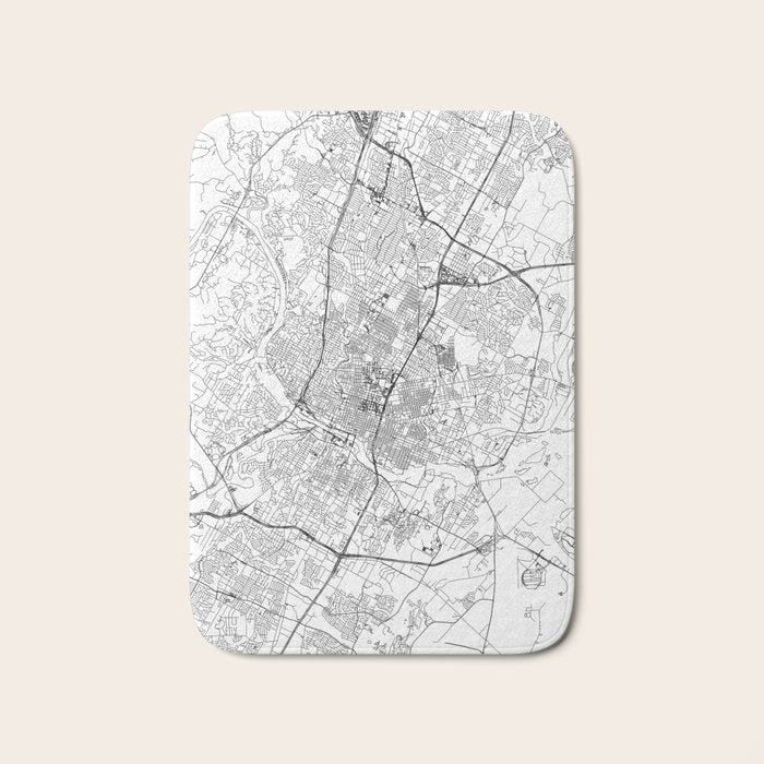 Austin White Map Bath Mat Gallery Image 1
