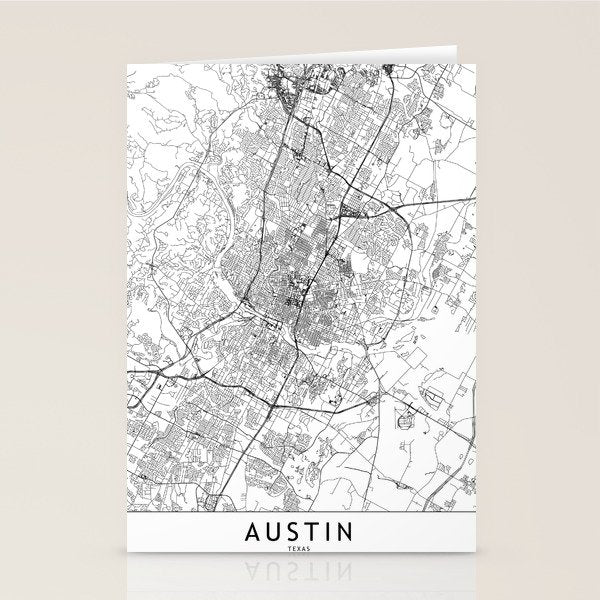 Austin White Map Stationery Card Gallery Image 1