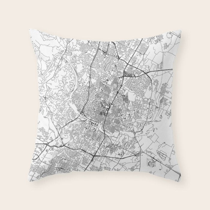 Austin White Map Throw Pillow Gallery Image 6
