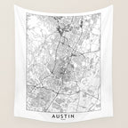 Austin White Map Wall Tapestry Gallery Image 4