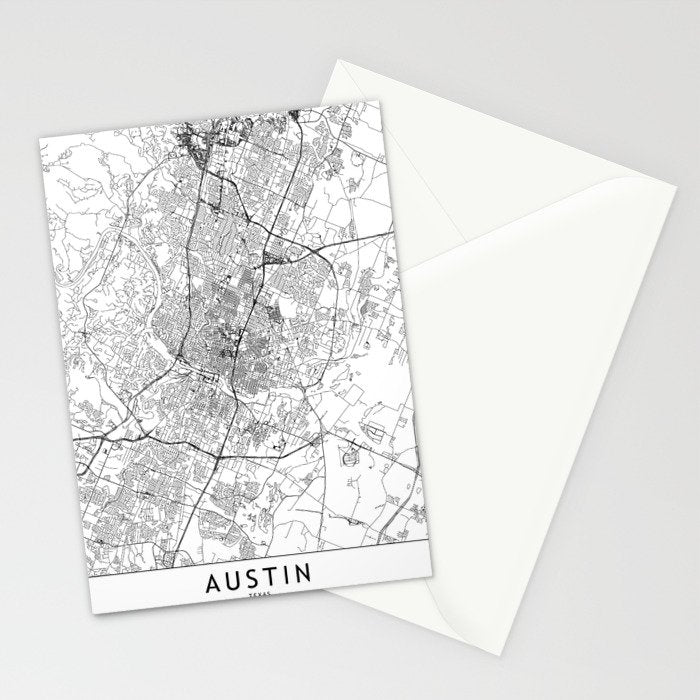 Austin White Map Stationery Card Gallery Image 2