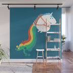 Fat Unicorn on Rainbow Jetpack Wall Mural Gallery Image 1