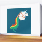 Fat Unicorn on Rainbow Jetpack Wall Mural Gallery Image 2