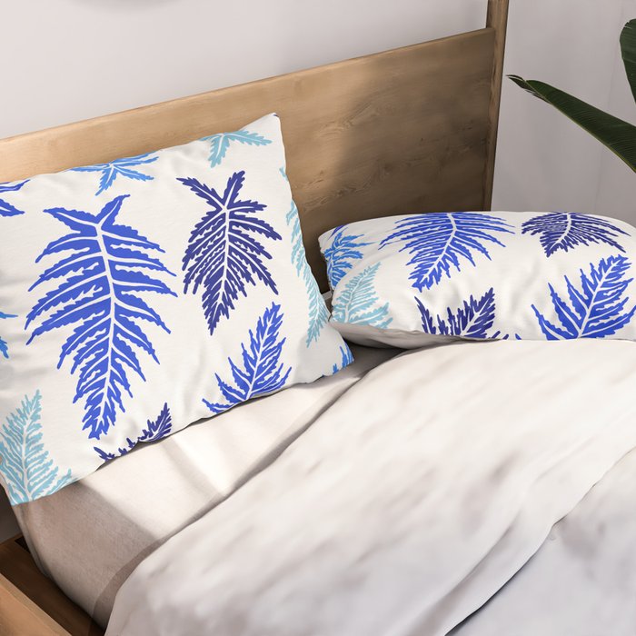 Inked Ferns - Blue Palette Pillow Sham Gallery Image 2