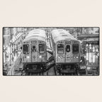 Black and White Chicago Train El Train above Wabash Ave the Loop Windy City Desk Mat Gallery Image 3
