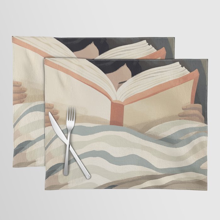Reading girl in bed Placemat Gallery Image 1