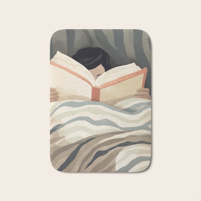 Reading girl in bed Bath Mat Gallery Image 1