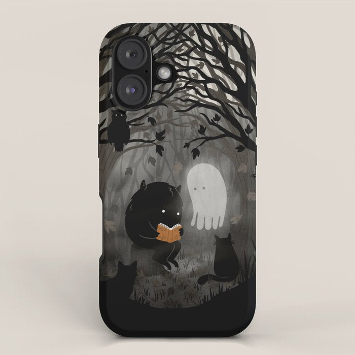 A Quiet Spooky Spot (Book Reading Monster) iPhone Case Gallery Image 1