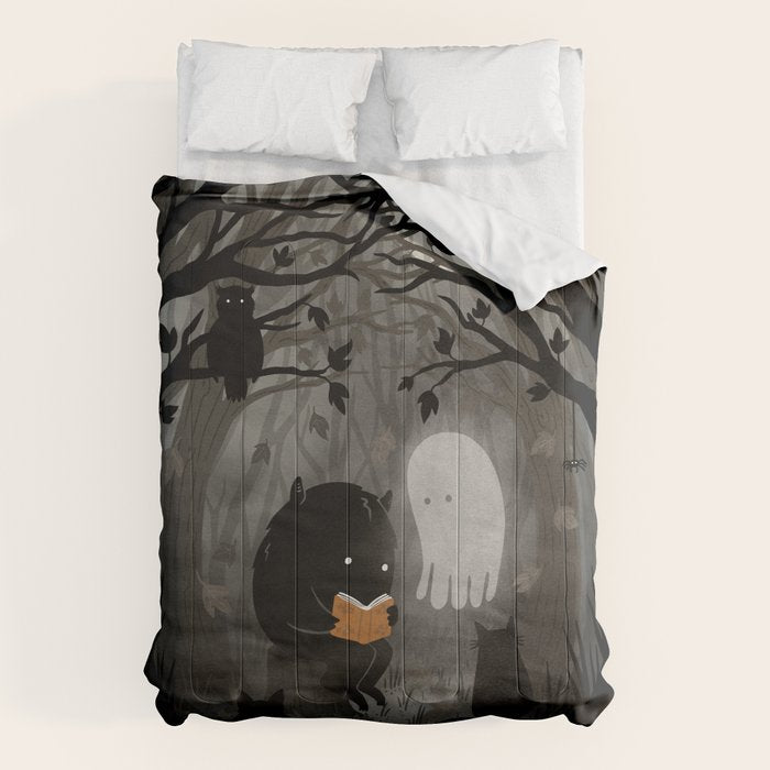 A Quiet Spooky Spot (Book Reading Monster) Comforter Gallery Image 6