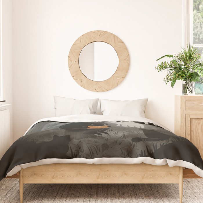 A Quiet Spooky Spot (Book Reading Monster) Duvet Cover Gallery Image 3