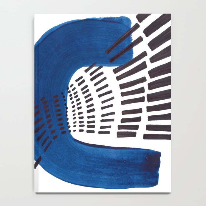Abstract Expressionism Mid Century Modern Acrylic Painting Minimalist Art Navy Blue Black Line Patte Notebook Gallery Image 4