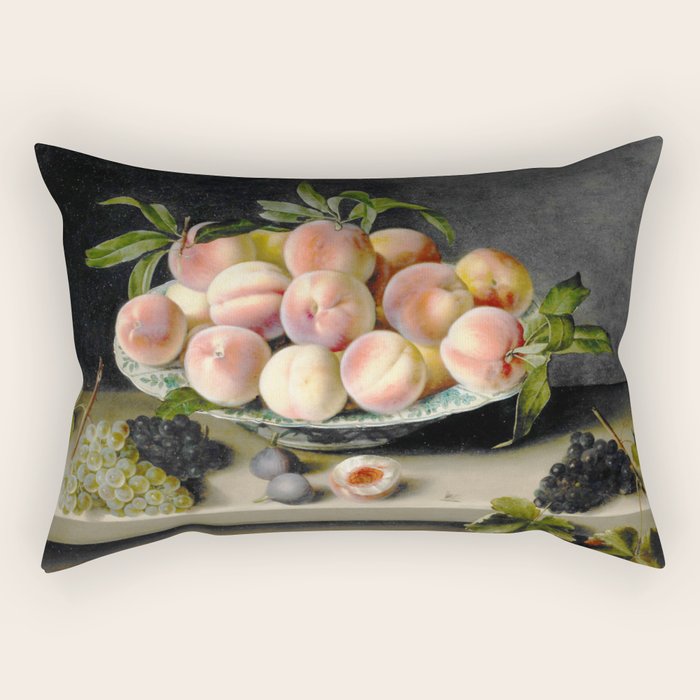Moillon 17th Century Still Life With Peaches & Grapes Rectangular Pillow Gallery Image 2