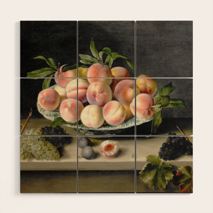 Moillon 17th Century Still Life With Peaches & Grapes Wood Wall Art Gallery Image 1