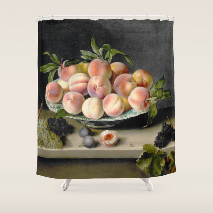 Moillon 17th Century Still Life With Peaches & Grapes Shower Curtain Gallery Image 1