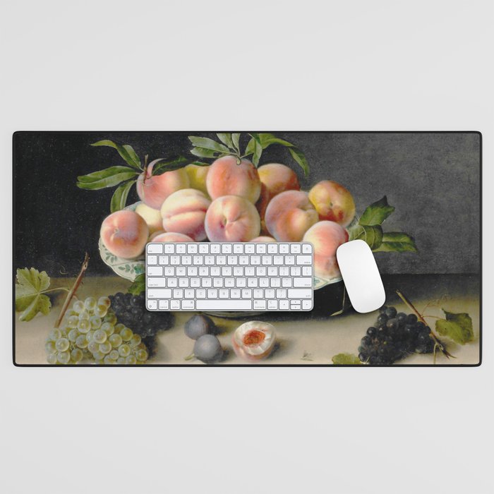 Moillon 17th Century Still Life With Peaches & Grapes Desk Mat Gallery Image 1