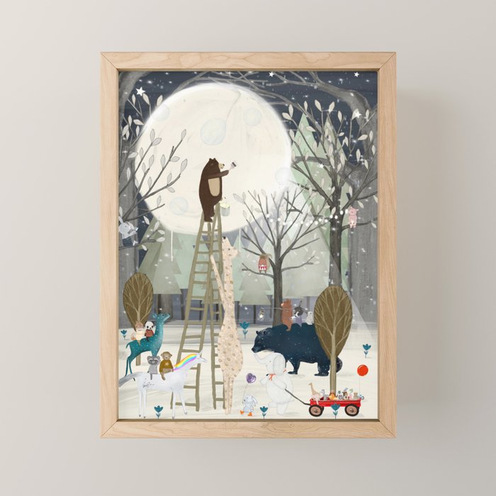 mr bear paints the moon Mini Art Print Gallery Image 1