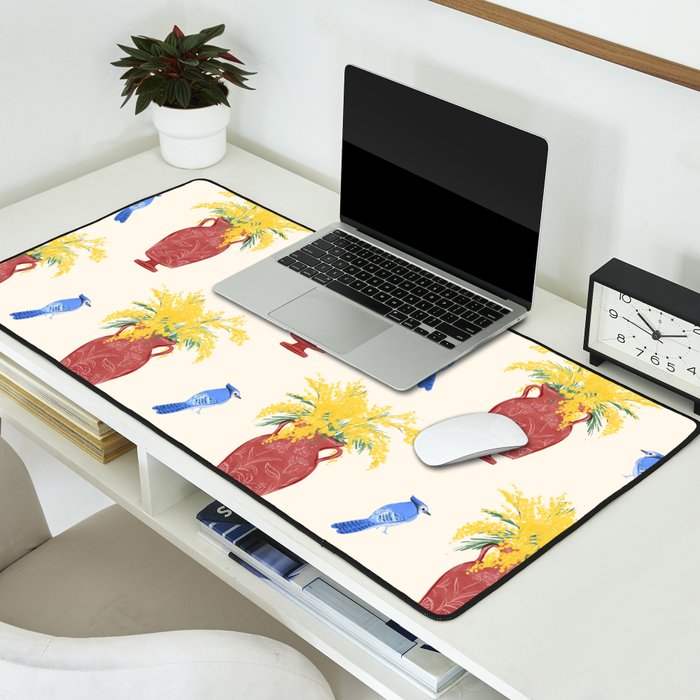 Mimosa and Blue Jay Desk Mat Gallery Image 2