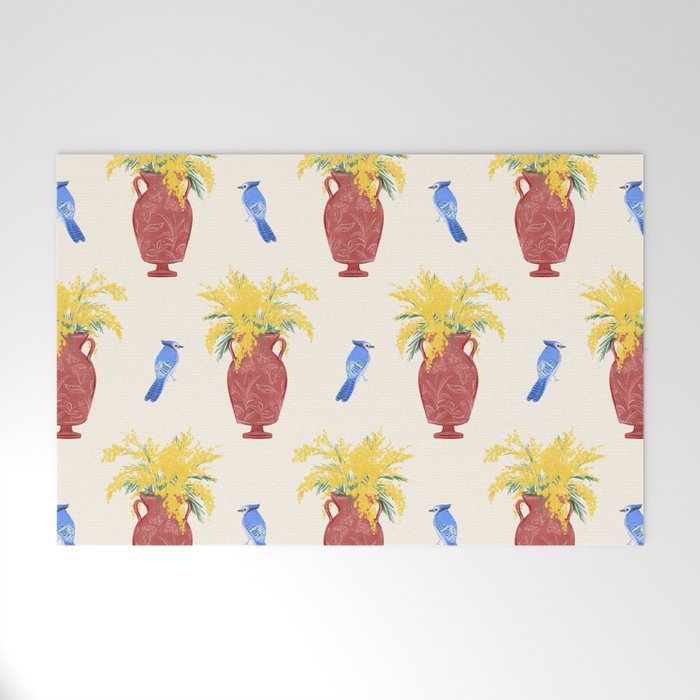 Mimosa and Blue Jay Welcome Mat Gallery Image 1