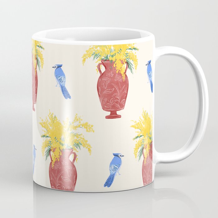 Mimosa and Blue Jay Coffee Mug Gallery Image 1