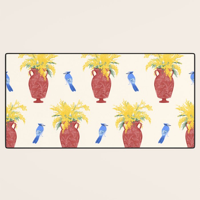 Mimosa and Blue Jay Desk Mat Gallery Image 3