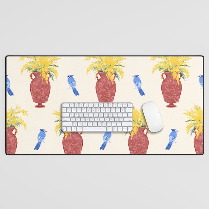 Mimosa and Blue Jay Desk Mat Gallery Image 1