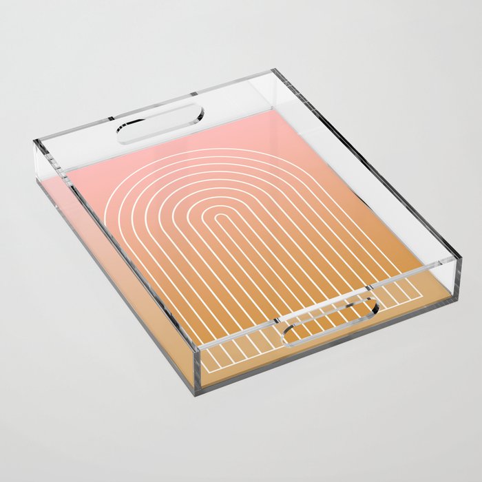 Ombre Arch XIII Pastel Sunset Gradient Modern Geometric Lines Acrylic Tray Gallery Image 1
