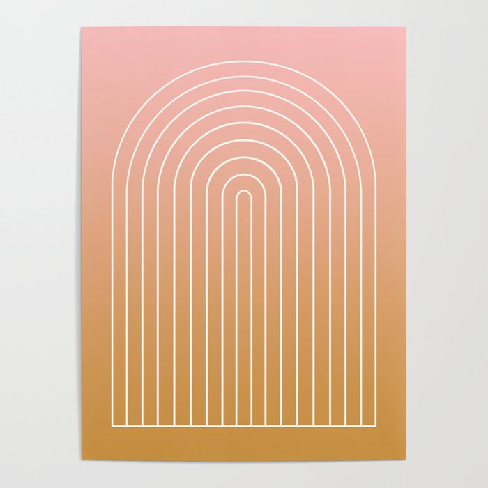Ombre Arch XIII Pastel Sunset Gradient Modern Geometric Lines Poster Gallery Image 1