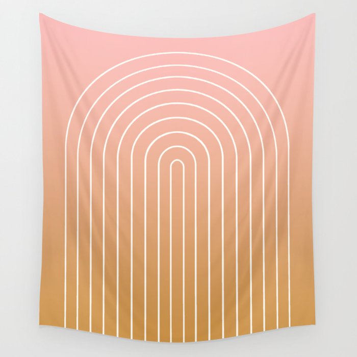 Ombre Arch XIII Pastel Sunset Gradient Modern Geometric Lines Wall Tapestry Gallery Image 4