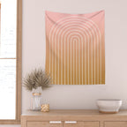 Ombre Arch XIII Pastel Sunset Gradient Modern Geometric Lines Wall Tapestry Gallery Image 2