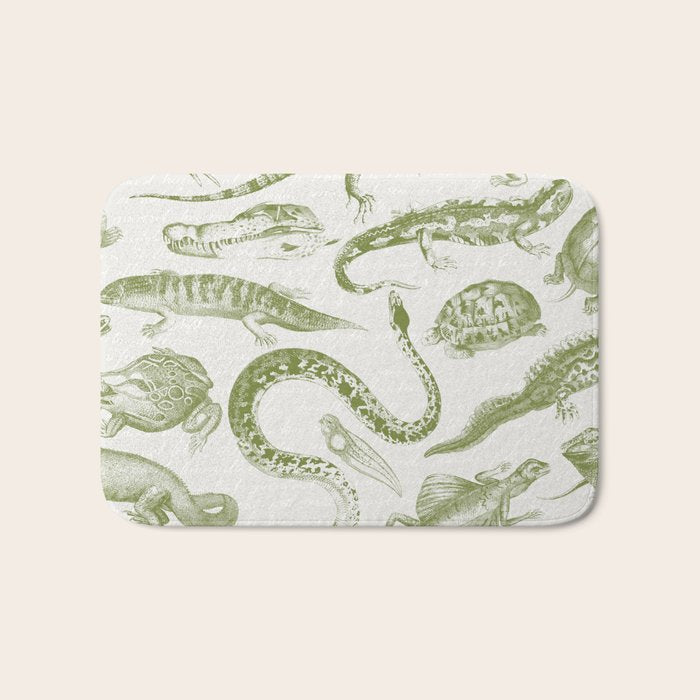 Reptiles and Amphibians Vintage Chic Monochromatic Pattern  Bath Mat Gallery Image 1