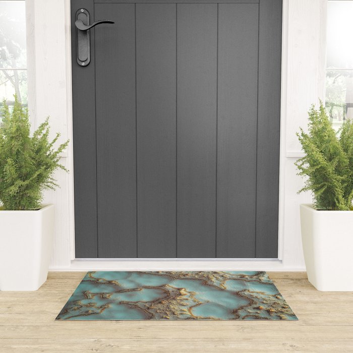 Aqua Coral Reef Abstract Welcome Mat Gallery Image 3