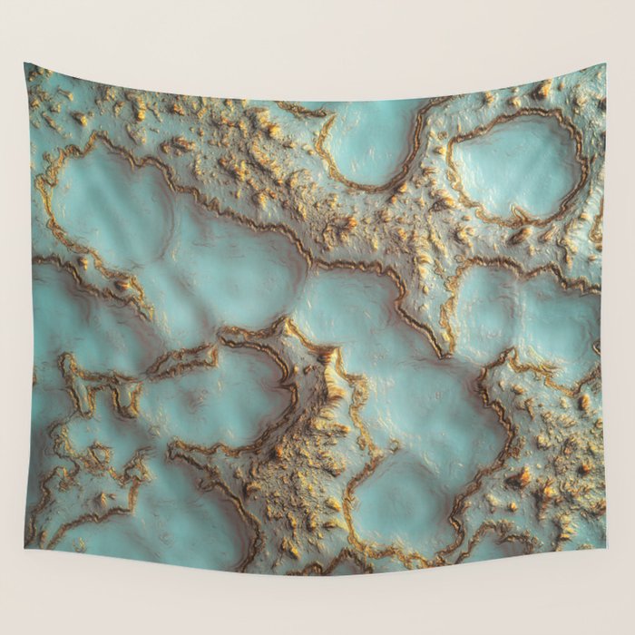 Aqua Coral Reef Abstract Wall Tapestry Gallery Image 4