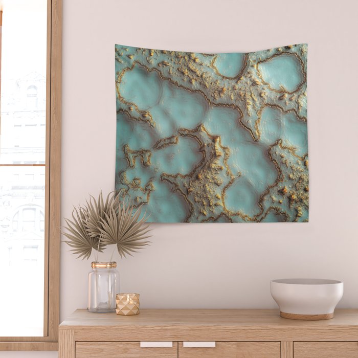 Aqua Coral Reef Abstract Wall Tapestry Gallery Image 2