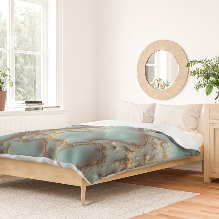 Aqua Coral Reef Abstract Duvet Cover Gallery Image 2