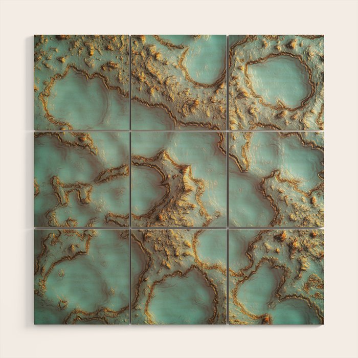 Aqua Coral Reef Abstract Wood Wall Art Gallery Image 1