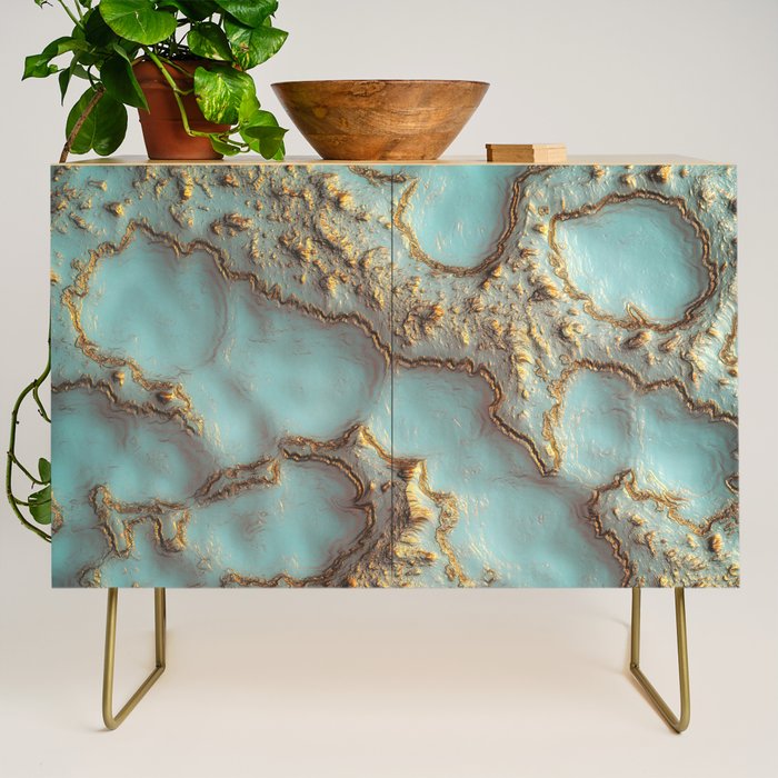 Aqua Coral Reef Abstract Credenza Gallery Image 1