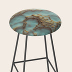 Aqua Coral Reef Abstract Stool Gallery Image 2