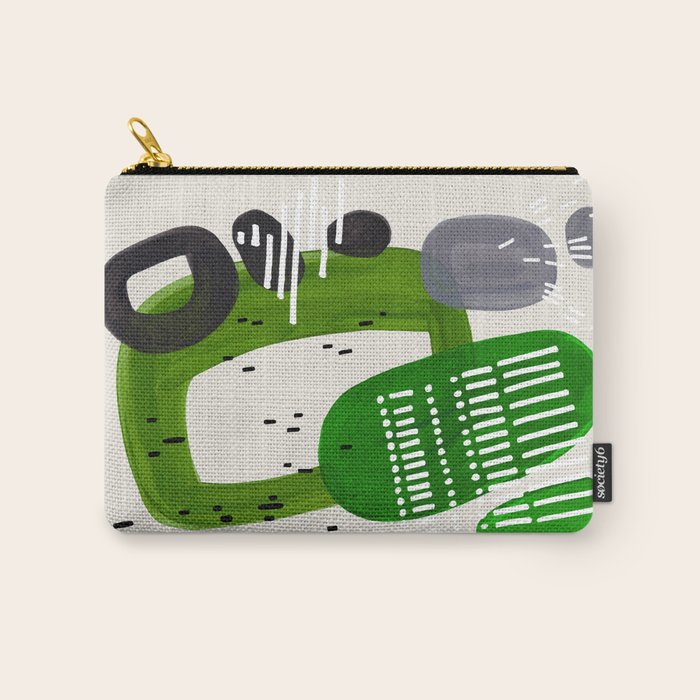 Fun Mid Century Modern Abstract Minimalist Olive Green Rings Grey Black Accent Carry All Pouch Gallery Image 1