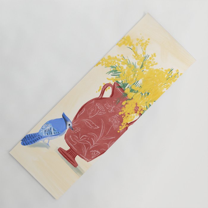 Mimosa and Blue Jay Yoga Mat Gallery Image 1