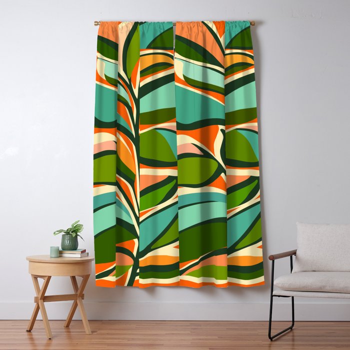 Thankful Garden - Abstract Botanical Illustration Window Curtain Gallery Image 1